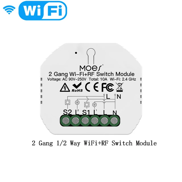 Moes Smart ZigBee WiFi Switch Module Dimmer Curtain Switch Smart Life App Remote Control Alexa Google Home Voice Control WiFi 2 Gang Switch