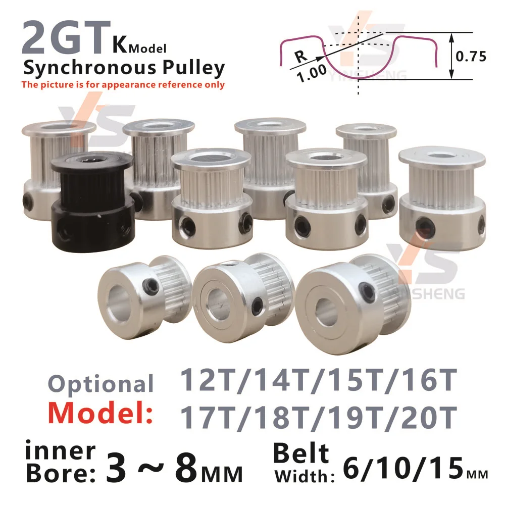 2GT K Type Synchronous Wheel G2M Timing Pulley 12 14 15 16 17 18 19 20Teeth Bore 3 To 8MM Belt width 6 10 15MM 3D Printer Parts 3d printer accessories timing belt pulley timing pulley
