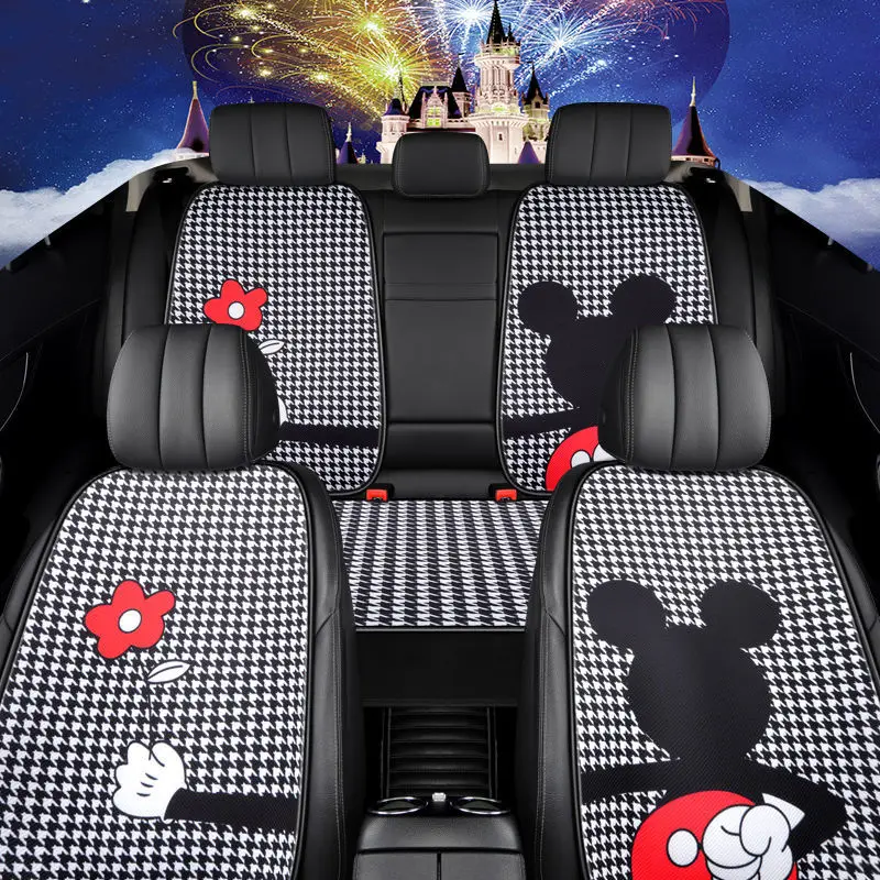 

Mickey Minnie cartoon cute car cushion four seasons general single rear seat cushion goddess winter seat cover custom neoprene