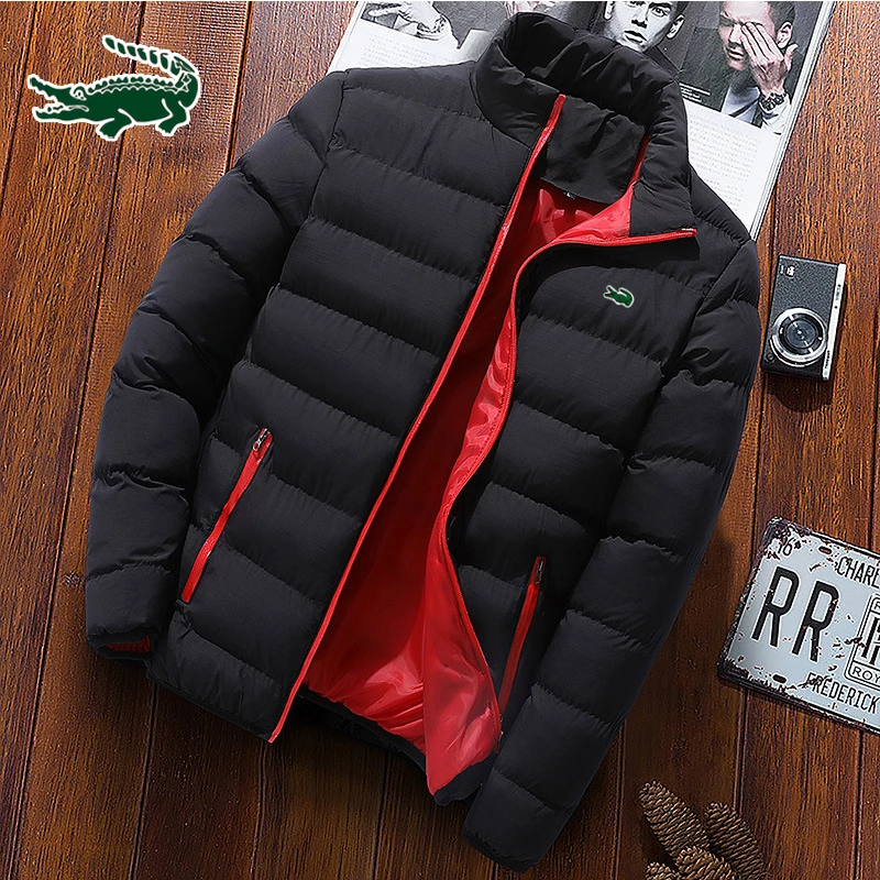 

2024 High quality men's autumn and winter thickened warm zippered cotton jacket for casual sports windproof warm cotton jacket