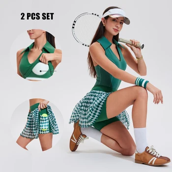 Women's Pickleball 2 Piece Set Sport Bra Skirt Gym Fitness Workout 1