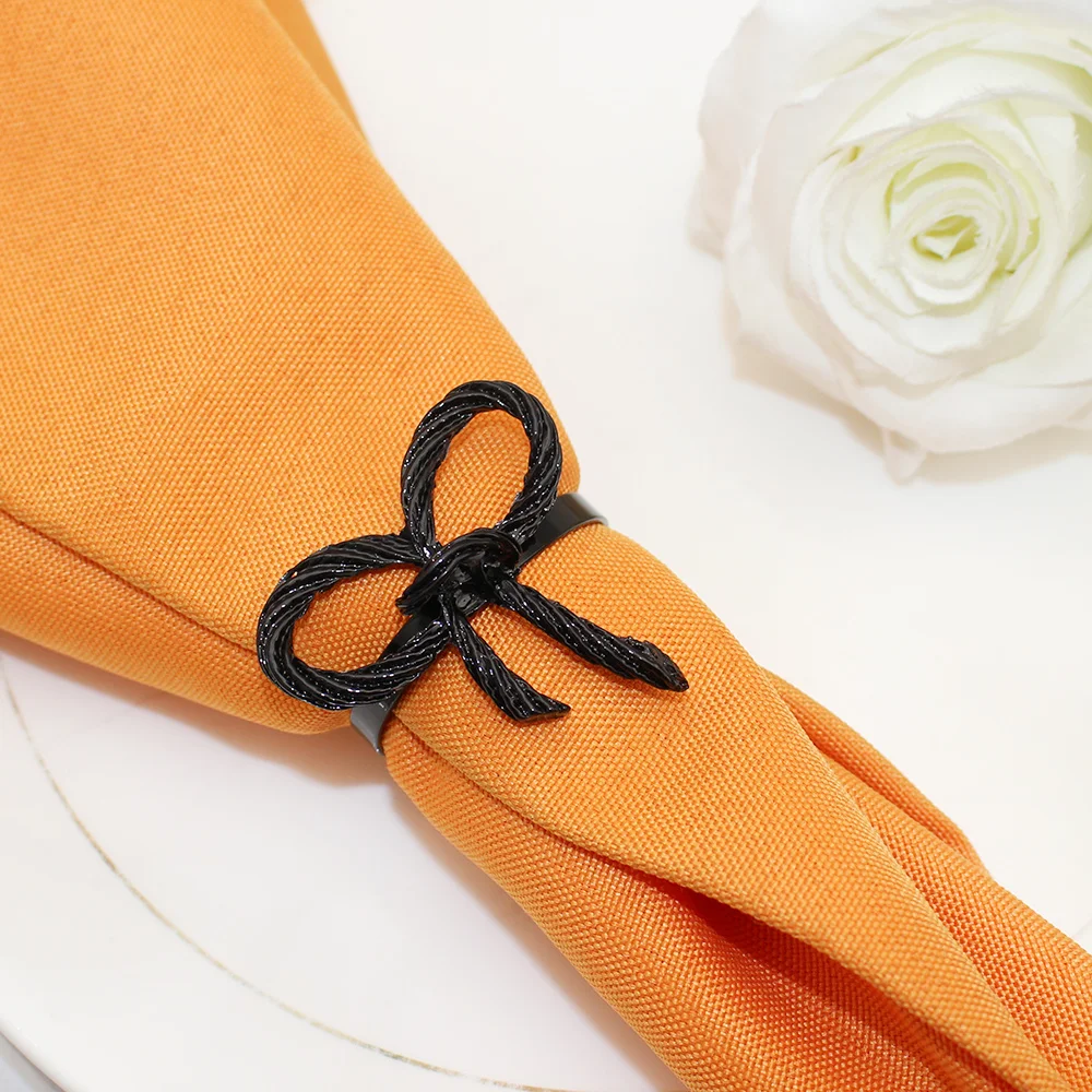 Halloween Napkin Rings Round Ghost Spider Leaf Napkin Holder Black Bow Buckle 6Pcs for Weddings Dinner Party Table Decor