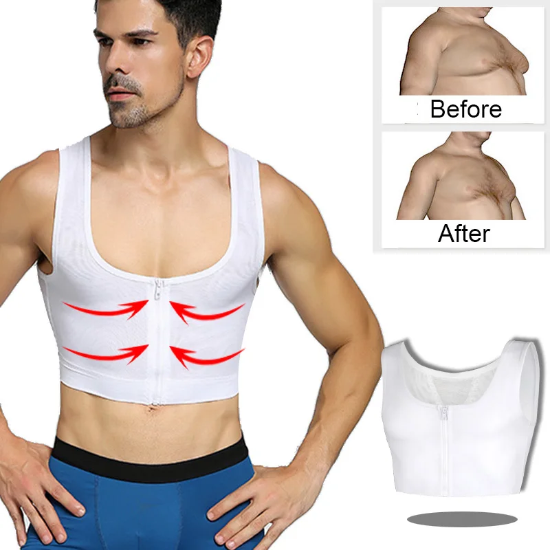 IYUNYI Posture Corrector Shapers Tops Men Slimming Chest Trainer Corset  Compression Body Shaper Sleeveless Short Tops