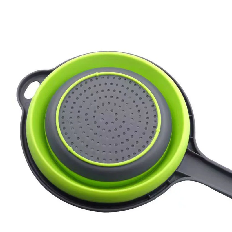 Collapsible Drain Basket Chef Multifunctional collapsible drain basket handle Round retractable washing basket kitchen tool