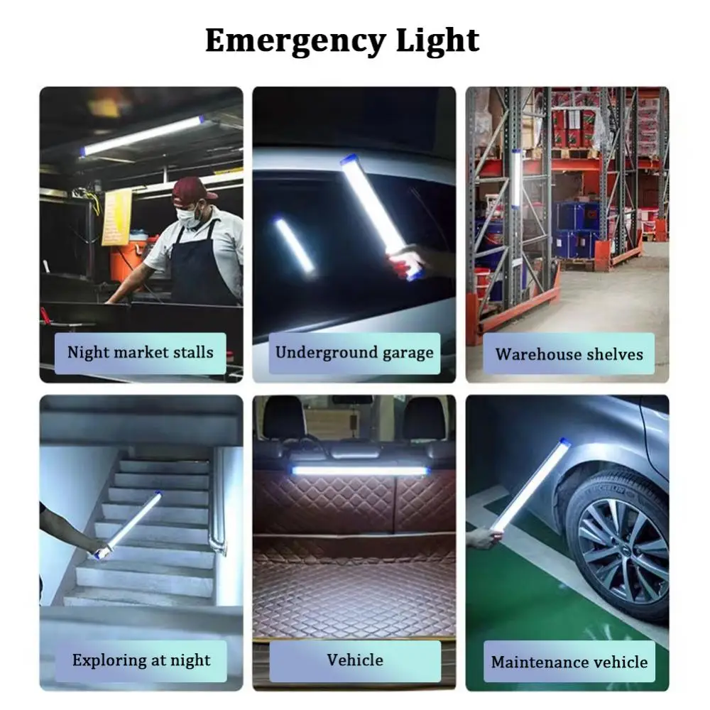 Long LED Tube Night Light Magnetic 17CM 32CM 52CM USB Rechargeable Emergency Light Outdoor Portable Long Strip Emergency