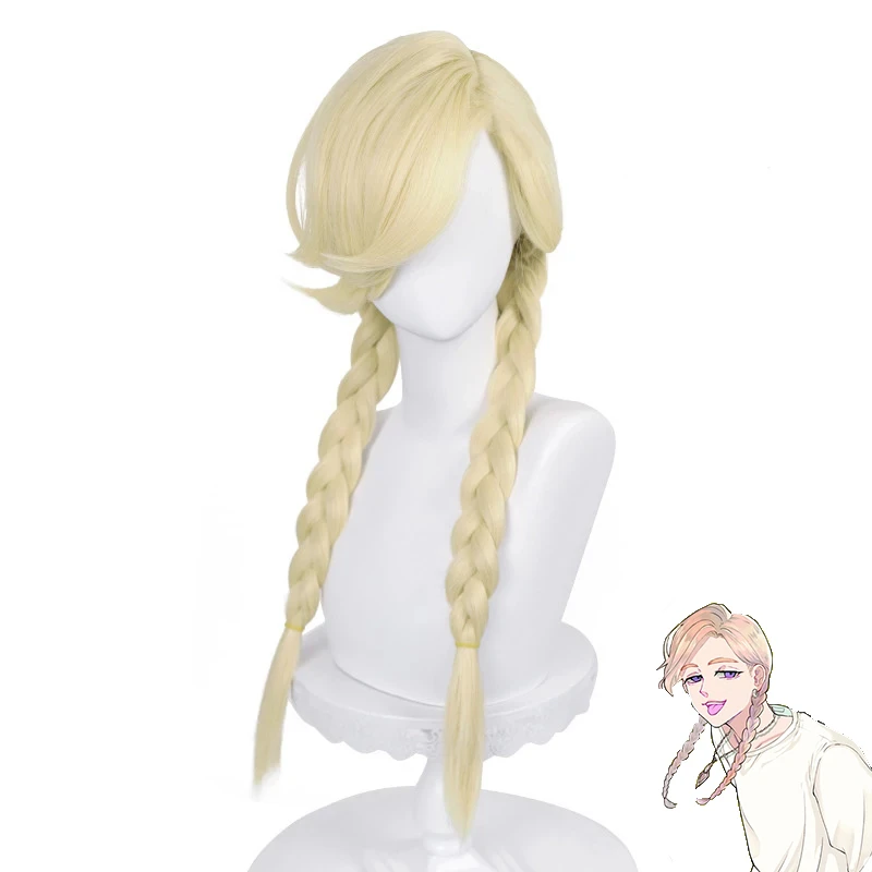 

Anime Tokyo Revengers Haitani Ran Haitani Rindo Cosplay Wig Tenjiku Rokuhara Tandai Golden Double Twist Braid Hair Wig + Wig Cap