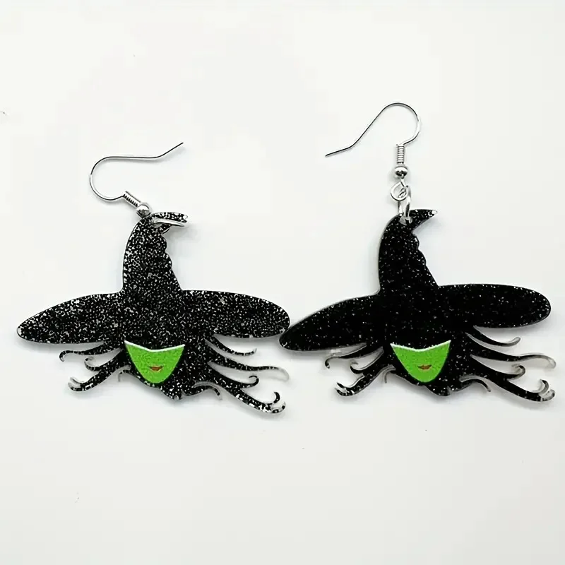 Halloween Spider Pumpkin Bat Earrings  Gothic Acrylic Statement Jewelry for Women,Party Halloween Accessories Ghost House Design