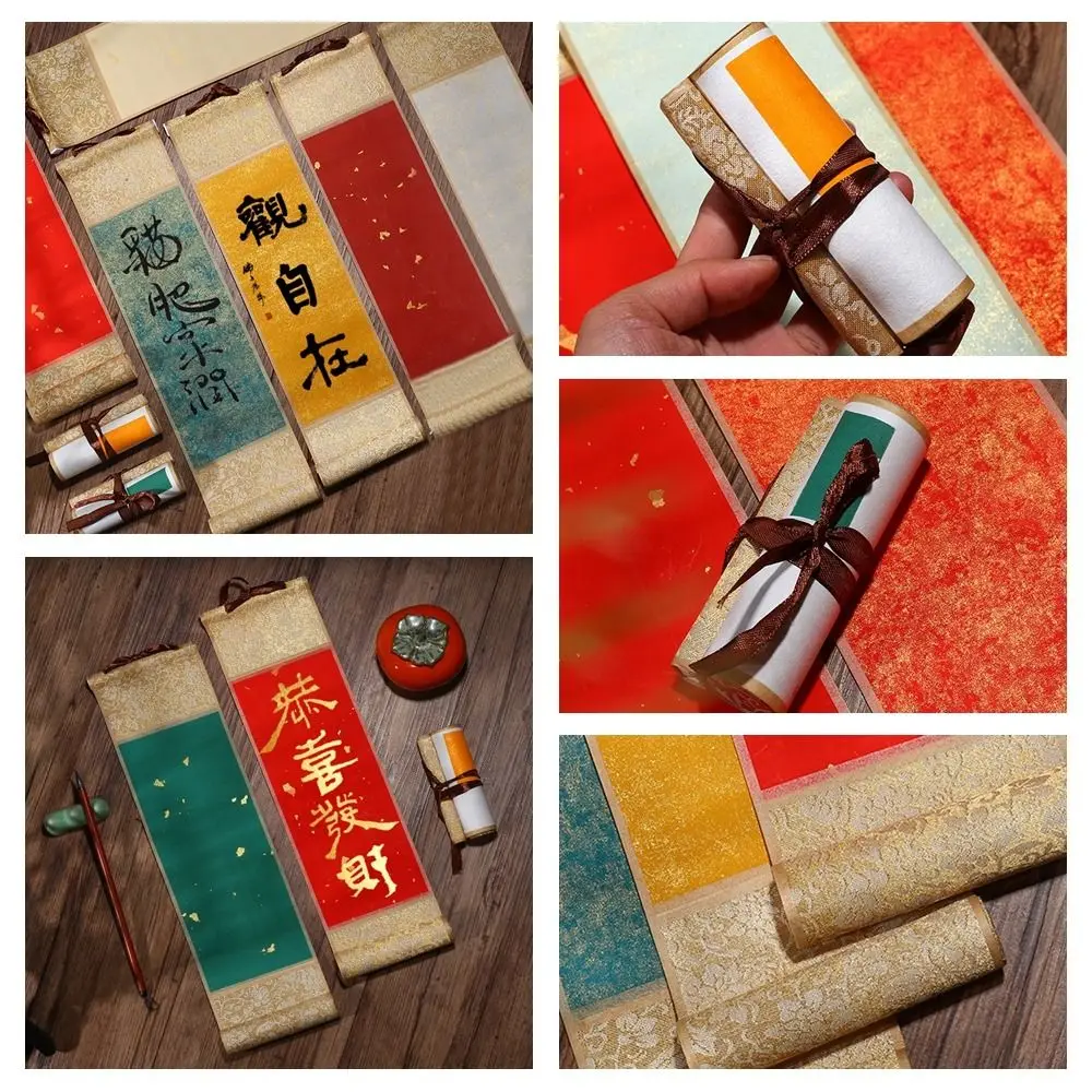 Pergamena di Carta di Riso Dorata per Pittura e Disegno, Pergamena Vuota da Appendere, Stile Cinese, Mini Pergamena a Tromba per Batik, Artigianato - immagine 5