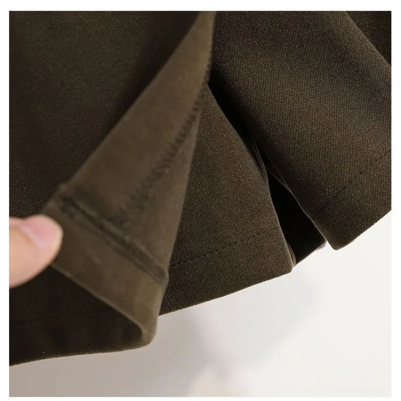 Women's Solid Elastic Waist Plus Size Trouser Skirt Autumn and Winter New Loose High-waist Ruched Button Casual Shorts