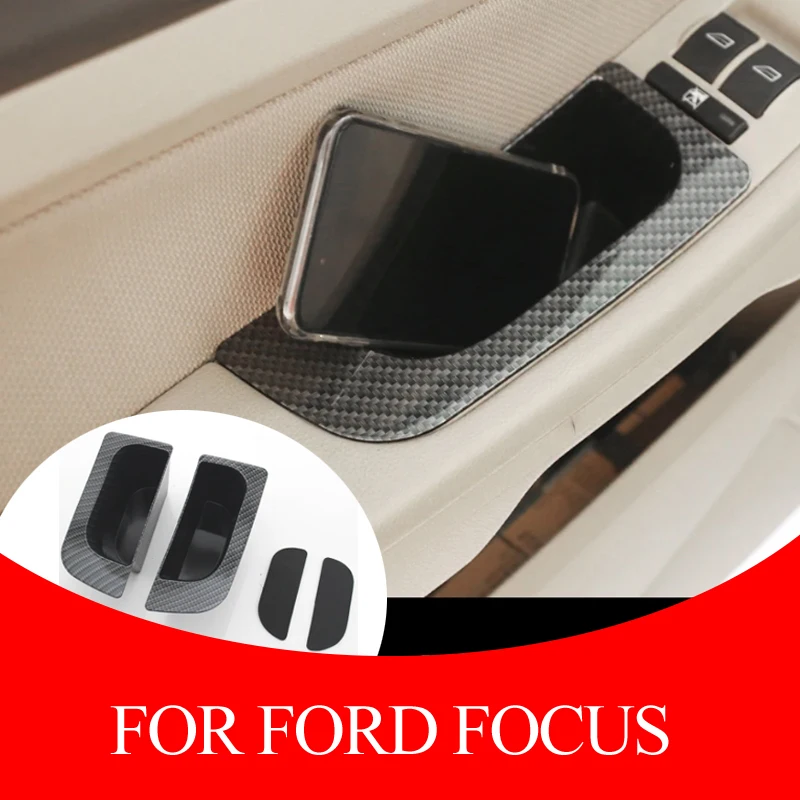 2Pcs/Set For Ford Focus 2 MK2 Car ABS Armrest Container Door Storage Box Handle Case Accessories