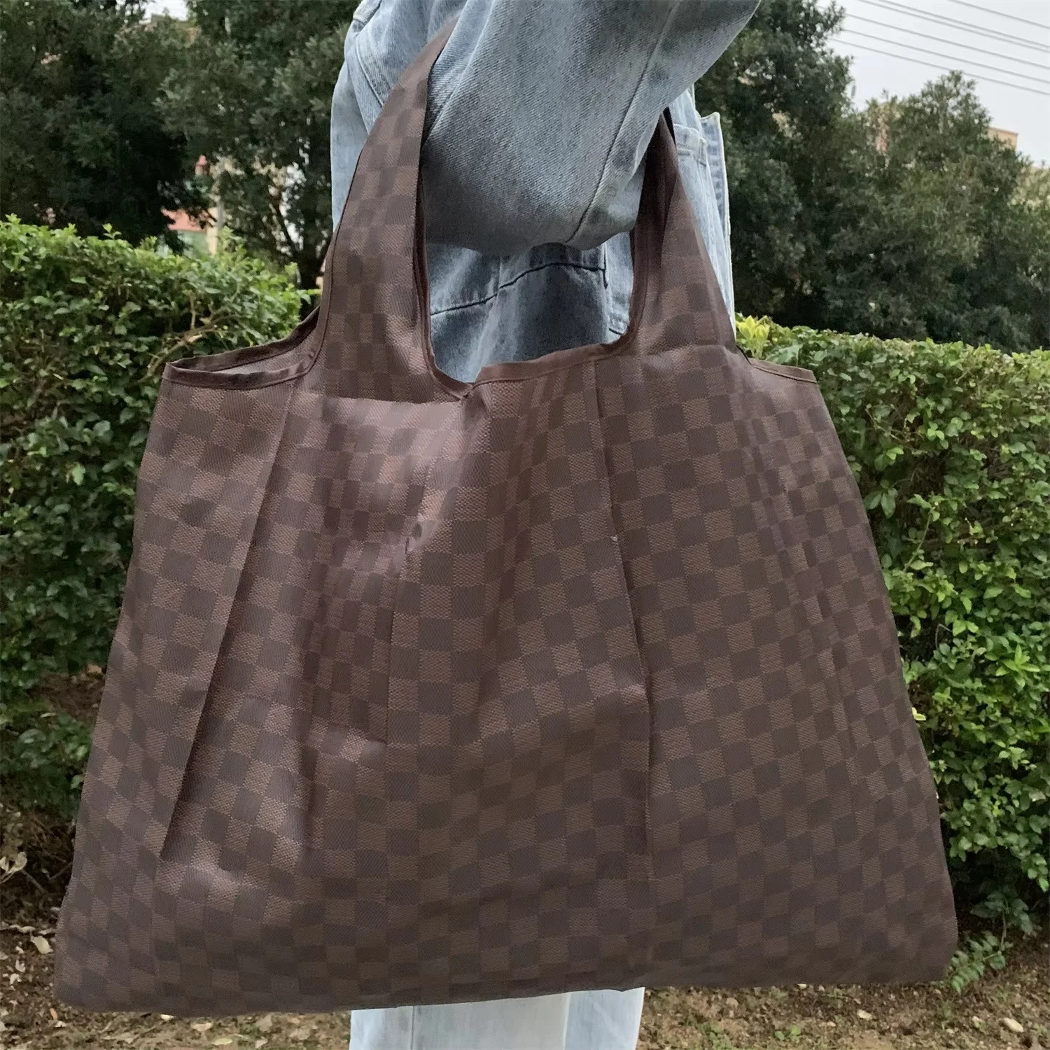 Eco-Friendly Reusable Folding Tote Bag Compact Shoulder Handbag for Travel & Supermarket Shopping Women's Portable Gift Hot Sell - 3