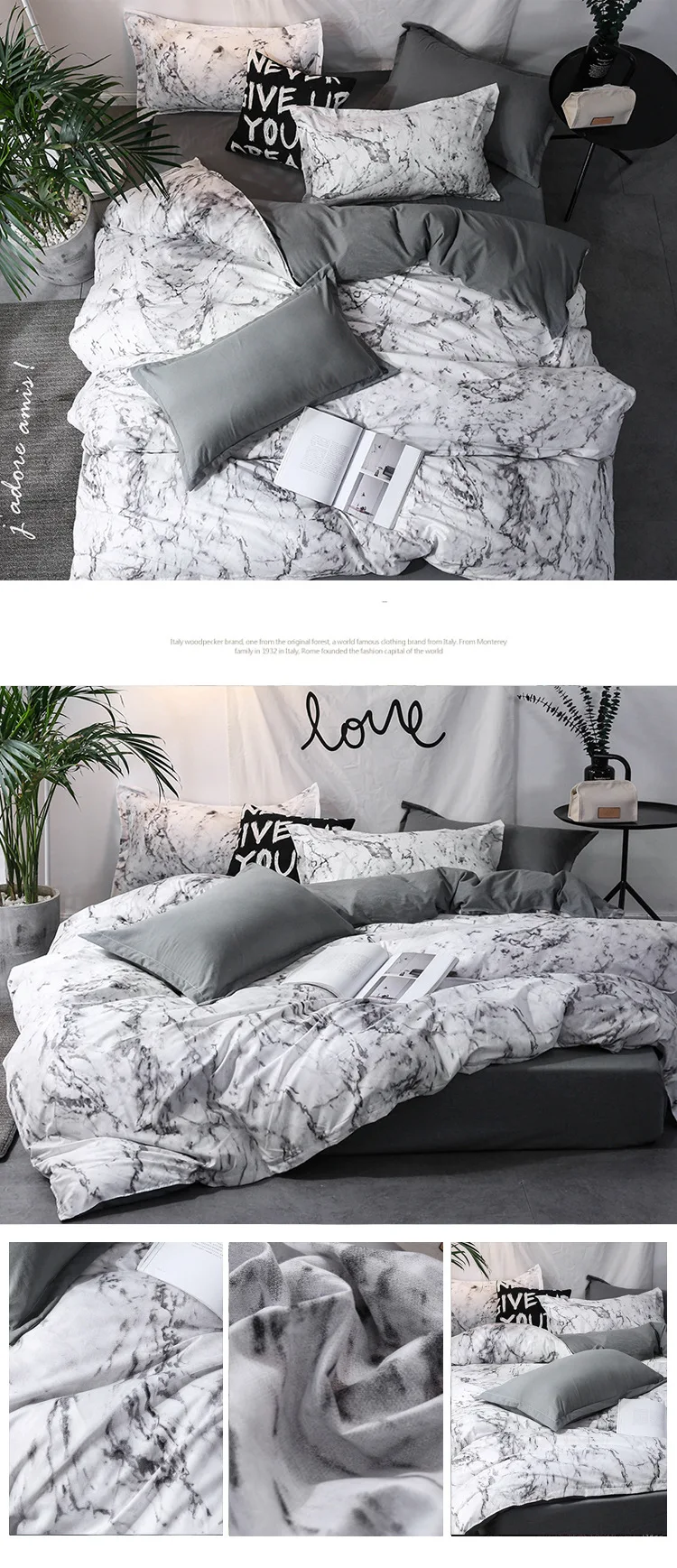 Nordic Bedding Set For Home Soft Duvet Cover For Double Bed Luxury Quilt Cover And Pillowcase 3Pcs Queen King Size Home Textile