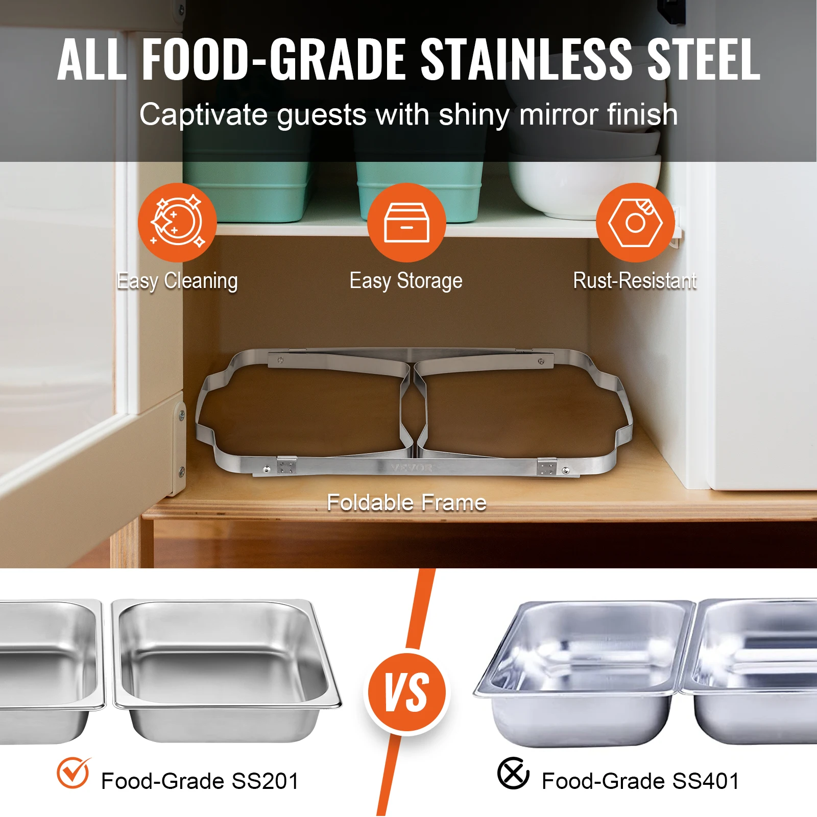 VEVOR 8 Qt 2/4/6 Pack Chafing Dish et Set Stainless Chafer Full Size Pans Rectangle Catering Warmer Server Lid chafing dish set