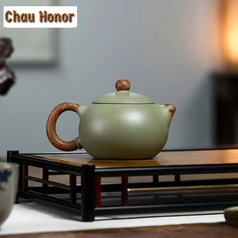 200ml Chinese Yixing Purple Clay Teapots Famous Handmade Xishi Pot Raw Ore Green Bean Mud Beauty Kettle Zisha Tea Set Collection