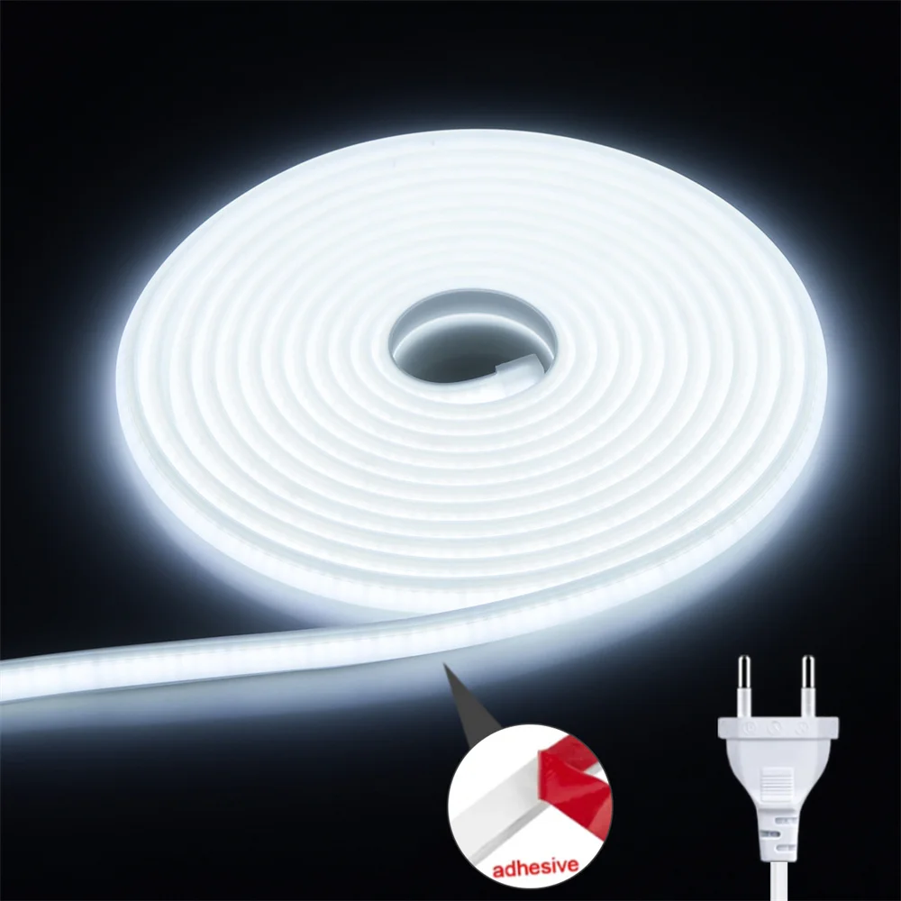 thumbnail image 1 of Tira de LED COB de 220 V, alta luminosidad, IP65, resistente al agua, para exteriores, cinta flexible de LED de 220 V para decoración del hogar y el jardín, 1 of 5