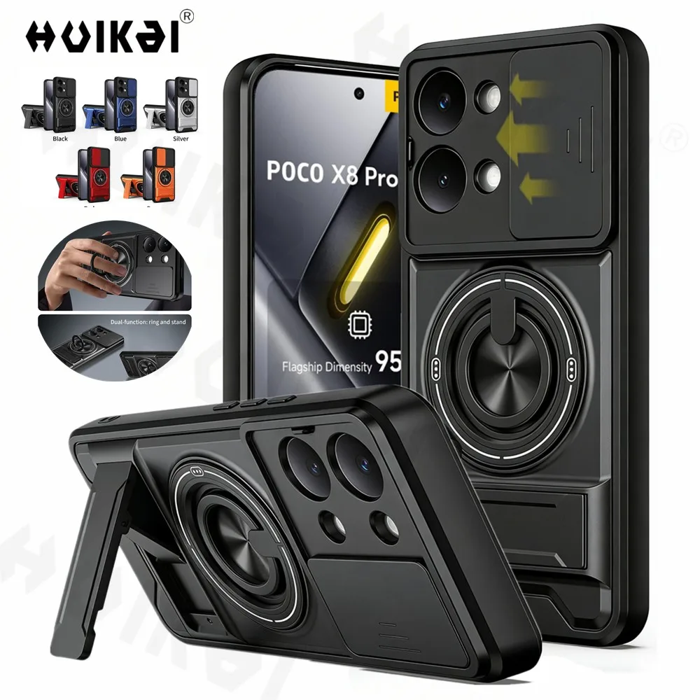 Magnetic Stand Armor Case with Slide Camera Protector and Kickstand