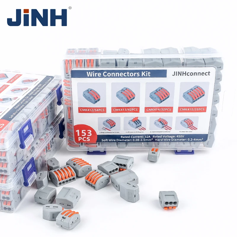 CMK41 Lever Connector Nuts Assortment Pack 153Pcs Quick Splicing Electrical Terminal Blocks wire connectors