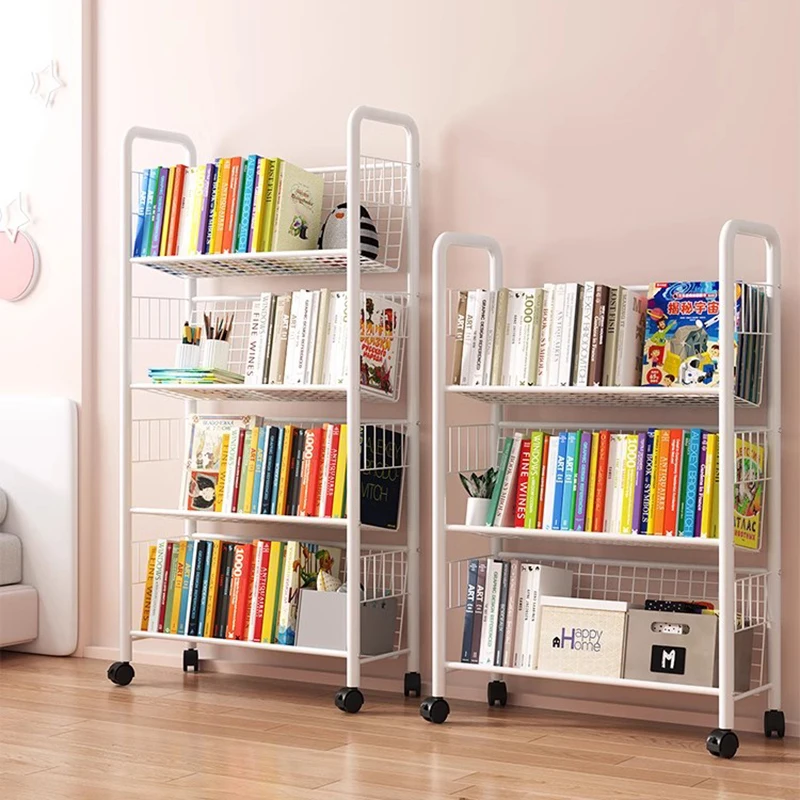 

Metal White Book Shelf Organzier Storage Corner Library Display Shelf Minimalist Office Moveis Para Sala Industrial Furniture