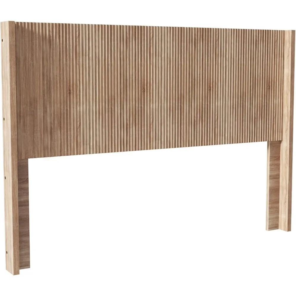 King Size Fluted Headboard ONLY-Wall Mount Wood Headboard, Rustic & Modern Farmhouse,Boho,Fluted Panel,Wingback Design (Oak, K