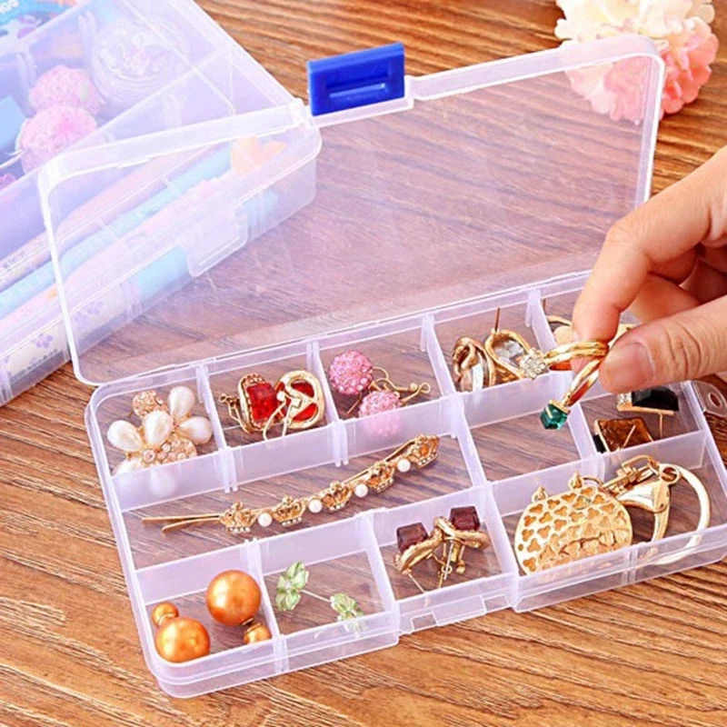 1pc Transparent 15 Grid Adjustable Plastic Jewelry Boxes Plastic Craft  Organizer Storage Beads Boxes Packaging Medicine