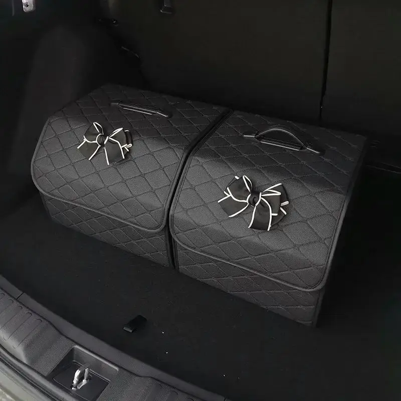 Car Trunk Organizer Box Large Capacity Auto Multiuse Tools Storage Bag Stowing Tidying Leather Folding For Emergency Storage Box