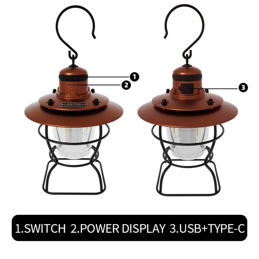 10000mAh Camping Portable Retro Lantern camping light portable lanterns camping lamp camping lantern Vintage Tent Lighting Lantern Decoration Waterproof Outdoor Garden Street Path Lawn Lamp