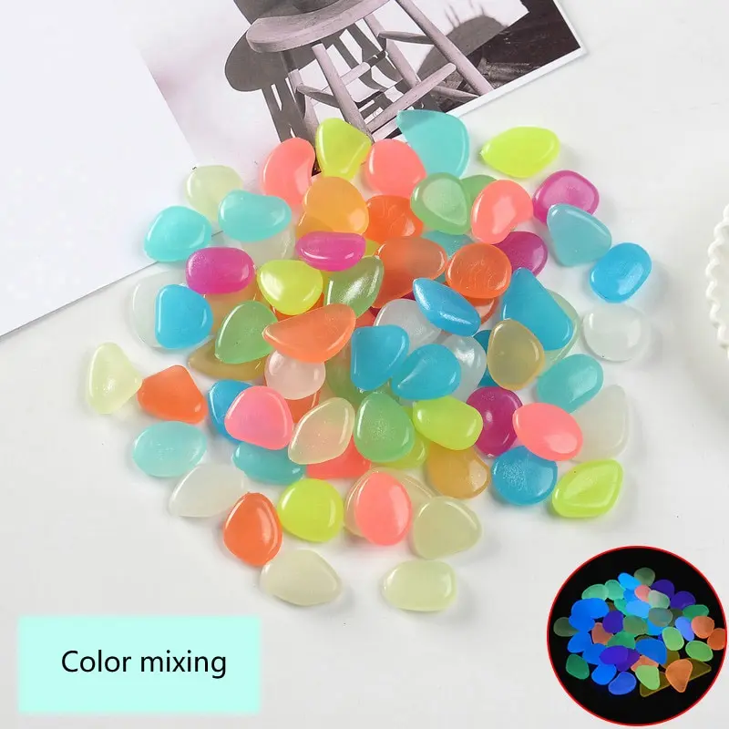Artificial Stones 50pcs Artificial Colored Nightlight Stone Fish Bowl Landscaping Home Decoration Luminescent Small Stone