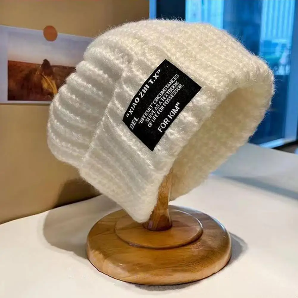 

Lady Winter Winter Beanie Knitting Thicken Solid Color Soft Knitted Keep Warm Regular Fit Elasticity One Size Women Hat
