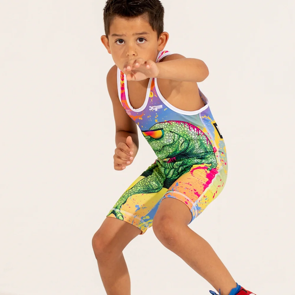 Summer children's wrestling weight lifting one-piece suit sleeveless swimming running one-piece set team boxing suit track sports one piece suit