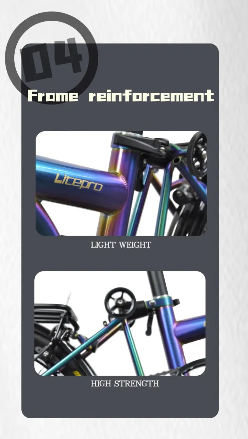Description Picture 6 of itemLitepro 20Inch External 9 Speed Tri-fold Folding Bicycle Straight M Handlebar Steel Frame