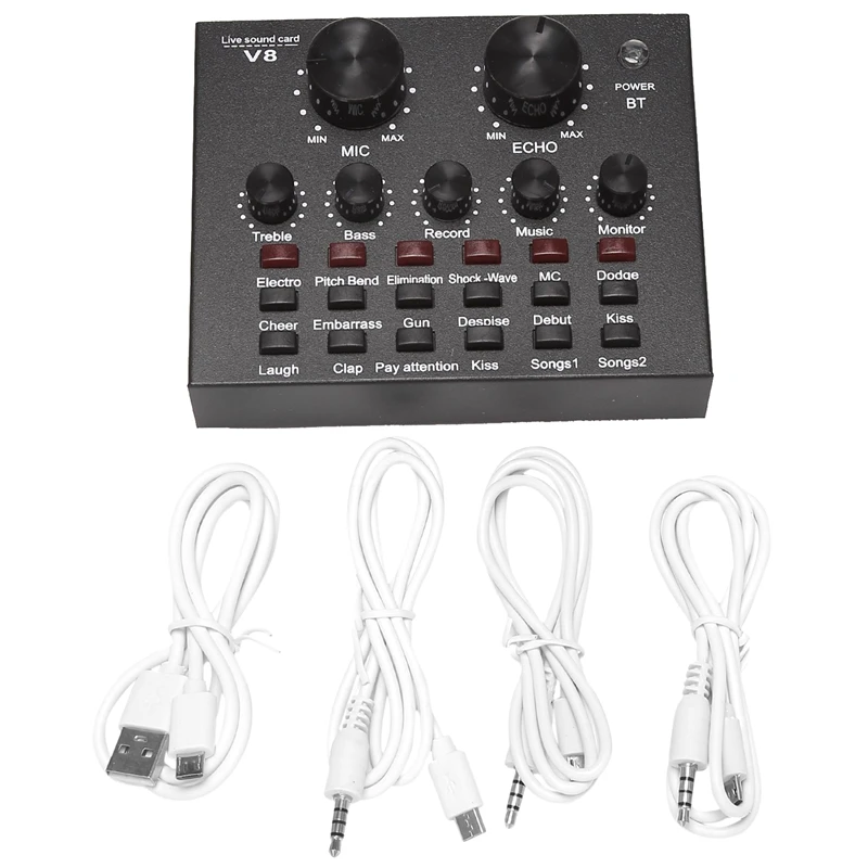 Sound Card Audio Set Interface External Usb Live Microphone Bluetooth Function for Computer Pc Mobile Phone Singin