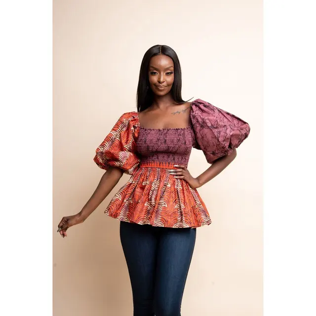 Simisola Lantern Sleeve Print Top - Image 4