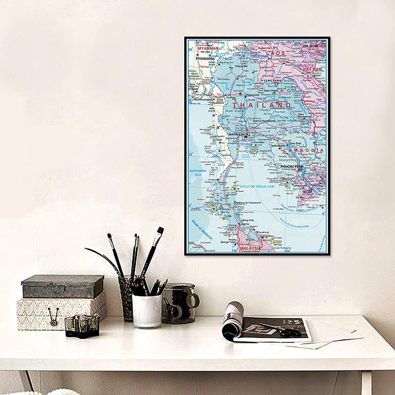 Thailand Administrative Map Non-woven Canvas Painting Wall Art Poster Unframed Print 42*59cm Home Decor School Supplies