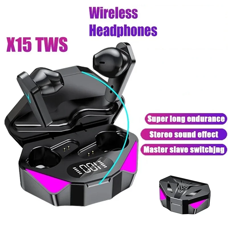 

X15 TWS Gaming Earbuds Wireless Bluetooth Earphones with Mic Bass Audio Sound Positioning 9D Stereo Music HiFi Headset for Gamer