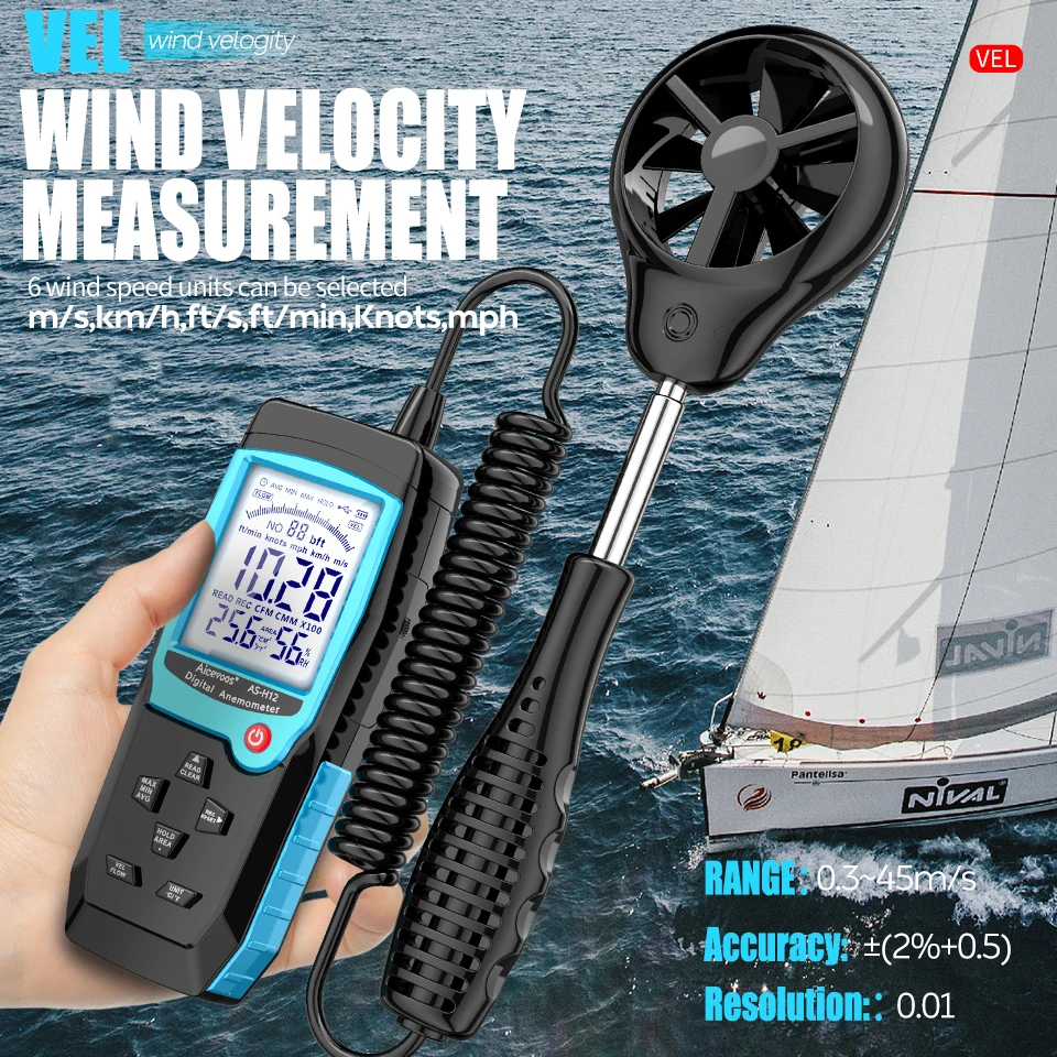 Aicevoos Digital Anemometer Handheld Split Type Wind Speed Meter Wind Power Temperature Humidity Measurement Air Volume Tester digital anemometer