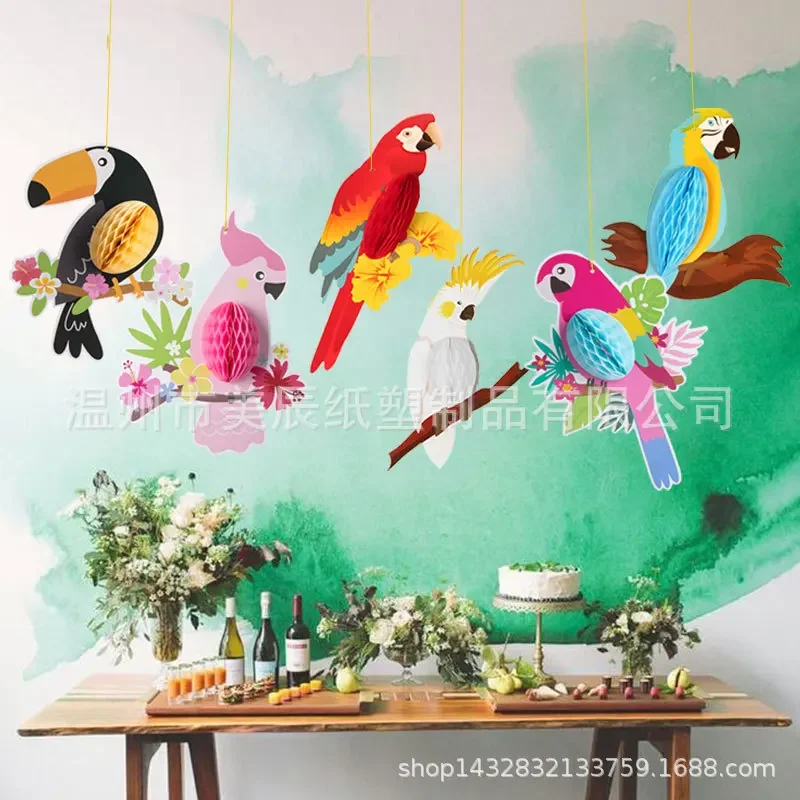 Paper Garland Party Decorations Hanging Paper Party Decoration 6pcs for Hawaiian Beach Pool Luau Tropical Summer Kids Birthday