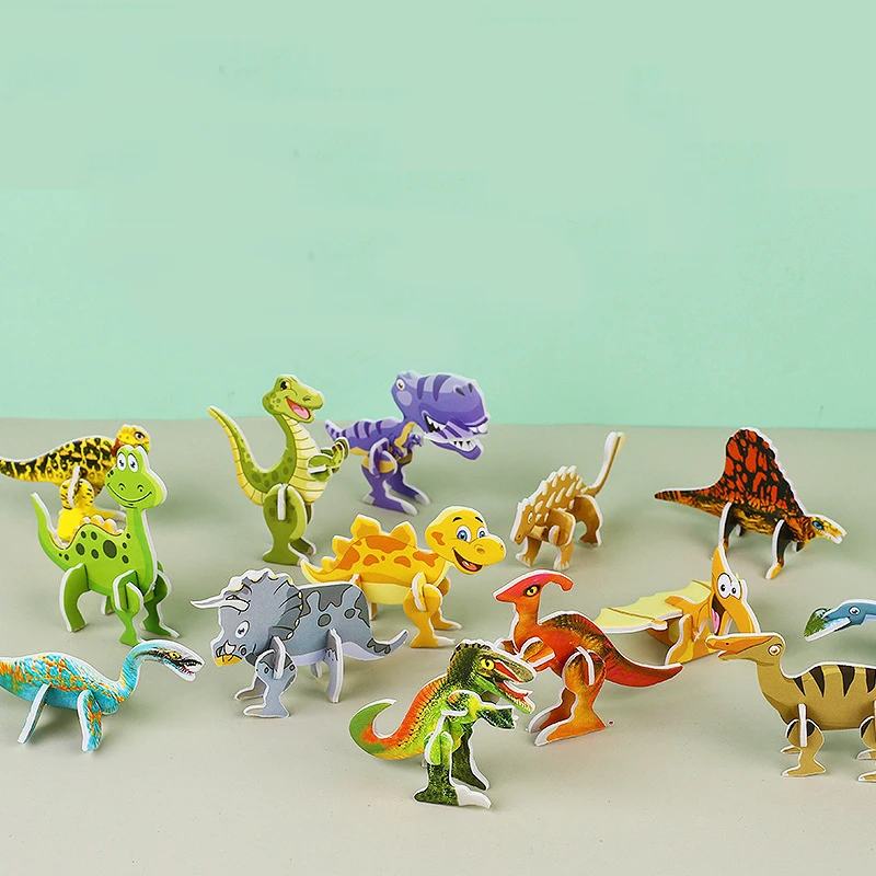 30 szt. Papieru 3D z dinozaurami na przyjęcie puzzle zabawki dla dzieci upominek imprezowy urodzinowe w klasie kuferek na skarby wypełnienie pinaty nagrody