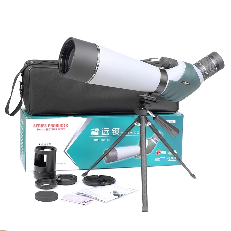 

Gomu Bird Watching Monoculars 20-60x80 Zoom Spotting Scope Telescope Waterproof Dual Focus With Canon Nikon Adapter ED FMC Lens