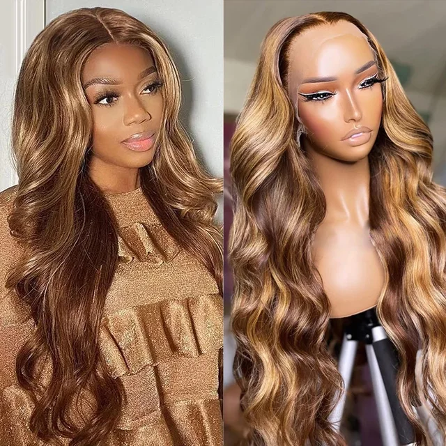Honey Brown Wig Blonde Highlights | Honey Colored Hair Highlights -  Highlight Ombre - Aliexpress
