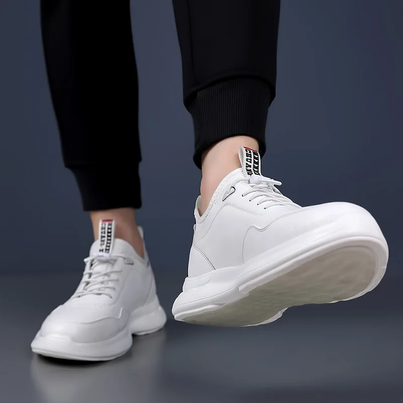Seasons Fashion Casual Men's Shoes Designer New Soft Sole Hollow Male Leather Shoes Solid Color Elastic Belt Men's Sneakers