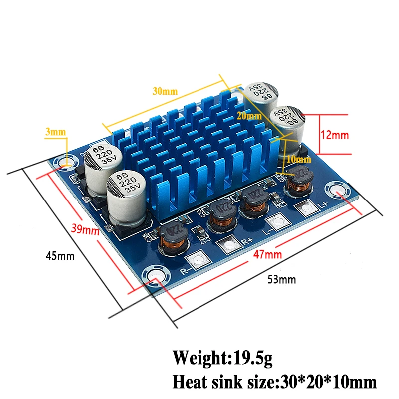 Scheda Amplificatore Di Potenza Audio TPA3110 XH-A232 - Stereo Digitale 2.0 Canali, 30W+30W, 8-26V DC, Per Computer E DIY Elettronico - 5
