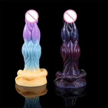 Silicone Realistic Animal Dildo Vaginal G-spot with Suction Cup Anal Plug Hand-free Huge Monster Dildo Female Sex Toys for Women 2