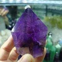 Natural Brazil Amethyst Obelisk Energy Column,Purple Quartz Crystal Wand,Mineral Reiki Healing Wealth Stone,Degaussing Decor 1