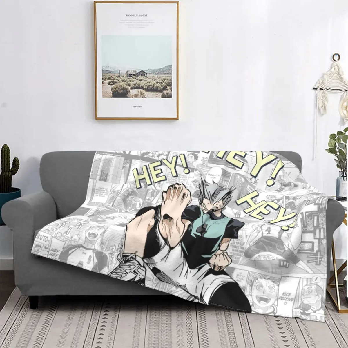 

Одеяло с рисунком Аниме Haikyuu, флисовое покрывало Bokuto для волейбола, Супермягкие покрывала для дома, покрывало для кровати