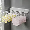 Balcony Foldable Underwear Sock Drying Rack 24 Clip Storage Panties Bra Hanging Bathroom Towel Organizer No Punch Space Saving 2