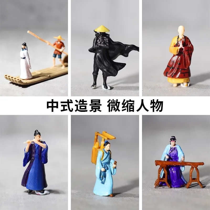 Qiaolin 3D Printing Ancient Model Miniature Landscape Li Bai Umbrella Female Boatman Sand Table Mini Resin Sand Table Characters
