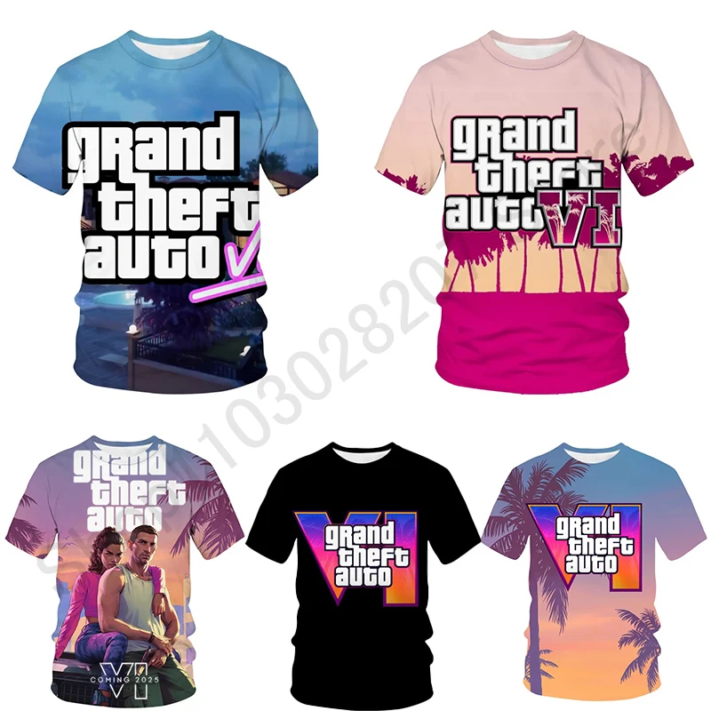 

Grand Theft Auto GTA 6 T-Shirts 3D Print Streetwear Men Women Casual Fashion Oversized T Shirt Kids Tees Man Clothing T Shirt