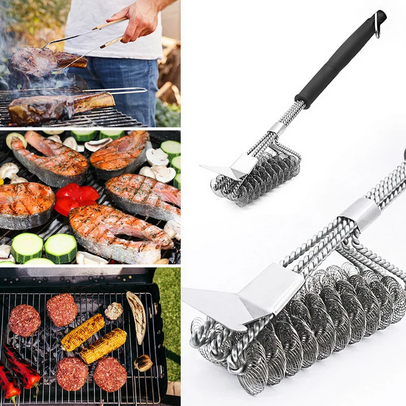 Dropship BBQ Grill Cleaning Brush Stainless Steel Barbecue Cleaner