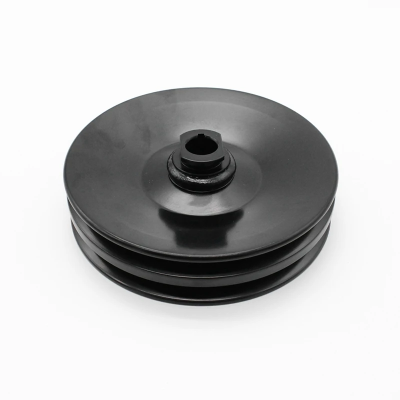 Black Double Groove Power Steering Pump Pulley Key Way Accessory For GM SBC BBC Chevy 350 454
