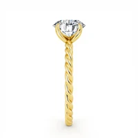 Classic Rope Round Solitaire 14K Yellow Gold Ring